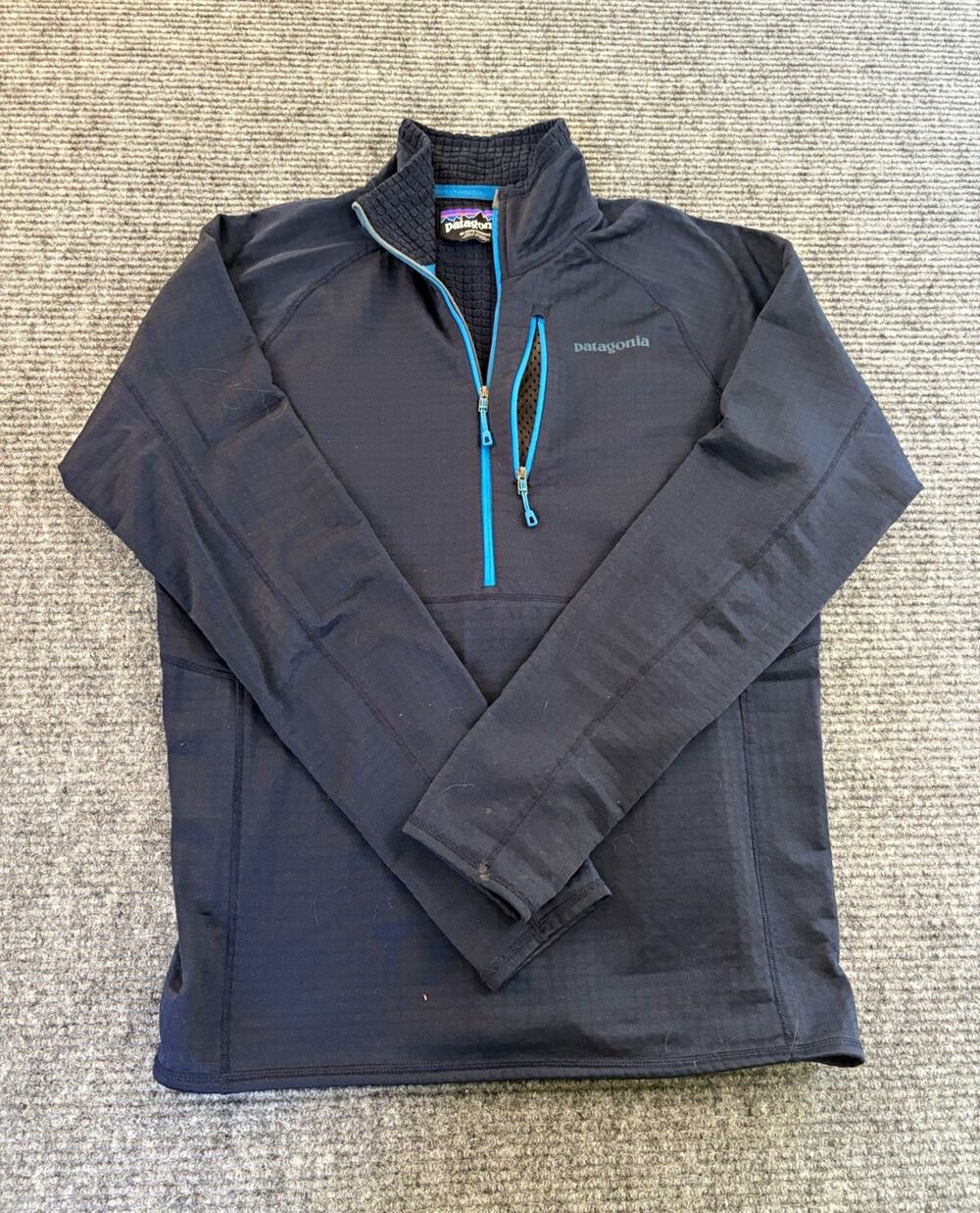 Patagonia Polartec Power Dry Men's M Blue 1/4 Zip Mock Neck Stretch Top